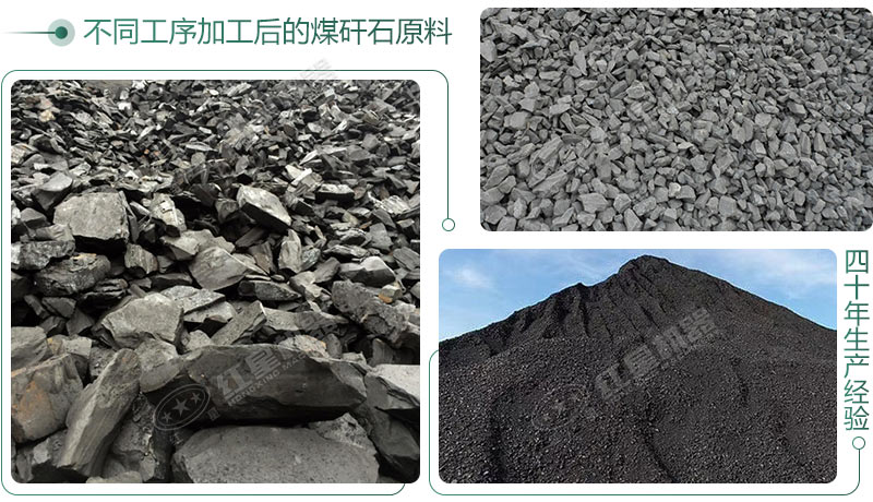 煤矸石原料經(jīng)過(guò)破碎、制砂加工后的不同粒形展示